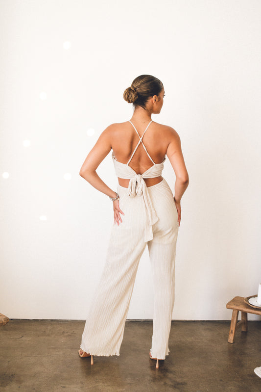 Nissa Open Back Pleated Jumpsuit