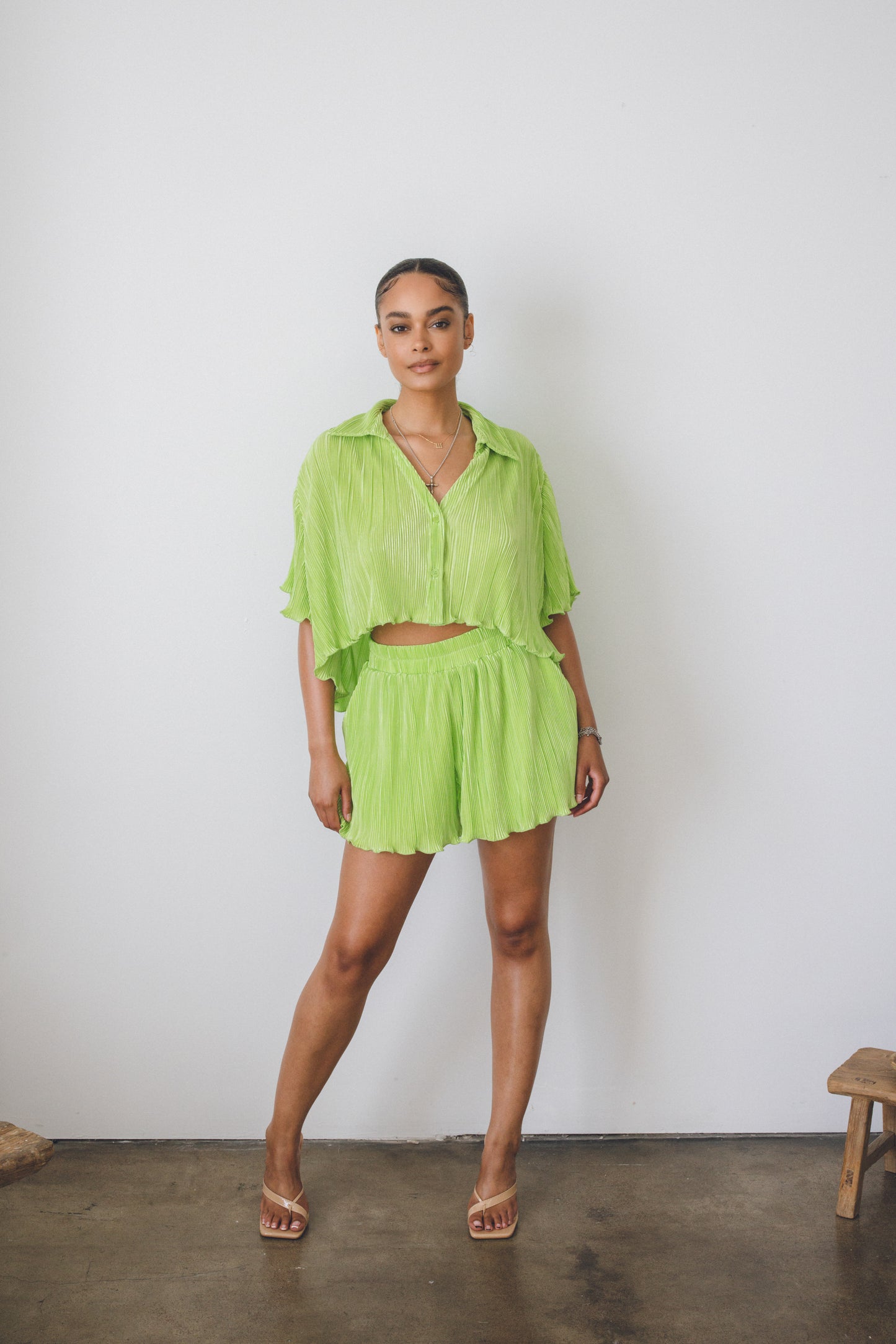 Olivia Pleated Shirt and Short Set