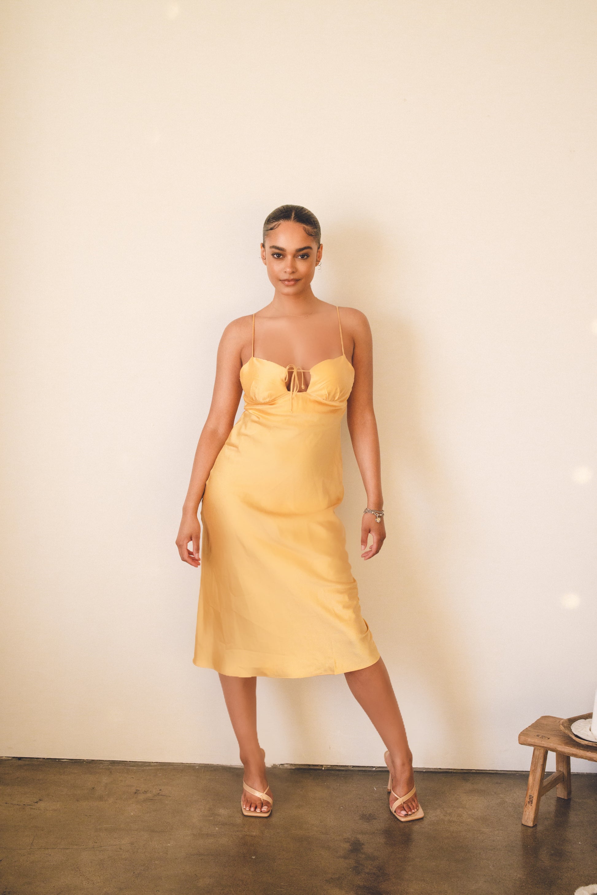 yellow midi dress satin Sorella Midi Dress In Canary Yellow